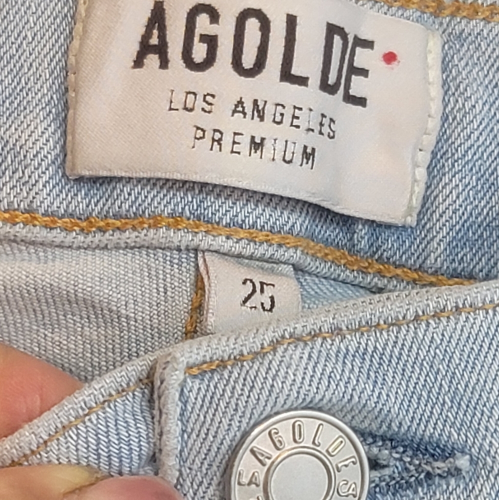 AGOLDE NICO HIGH RISE DISTRESSED JEANS LIGHT WASH WOMEN'S JEANS 25 - Picture 15 of 16